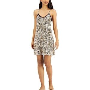 Inc International Night Heavenly Soft Lace-Back PrintedKnit Chemise Nightgown XS